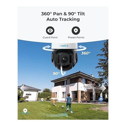  REOLINK 4K PTZ Security Camera System, 360 Degree View PoE Camera with 16X Optical Zoom for Outdoor Surveillance, Auto Tracks Human/Vehicle/Pet, Two-Way Talk, 260ft IR Night Vision, RLC-823A 16X