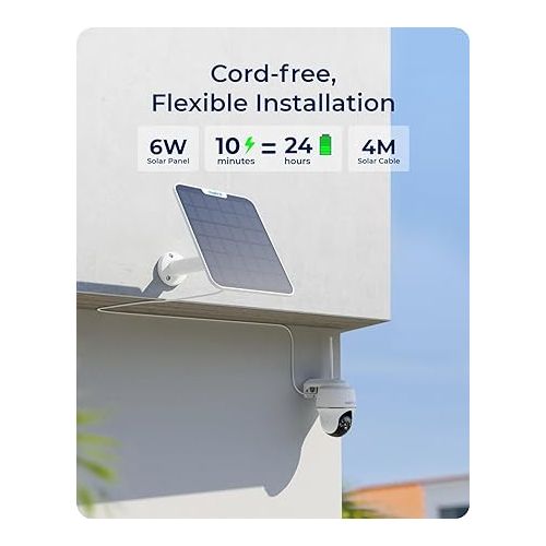  REOLINK First 4K Solar Security Cameras Wireless Outdoor, Argus PT 4K+ 6W Solar Panel, 360° Pan Tilt Solar Battery Outdoor Camera with 8MP Color Night Vision, 2.4/5 GHz Wi-Fi, No Monthly Fee