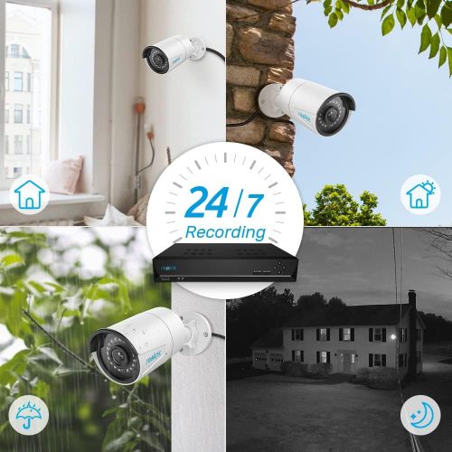  [아마존베스트]Reolink 4MP 16CH PoE Video Surveillance System, 8pcs Wired Outdoor 1440P PoE IP Cameras, 5MP 16-Channel NVR with 3TB HDD for Home and Business 24/7 Recording, RLK16-410B8