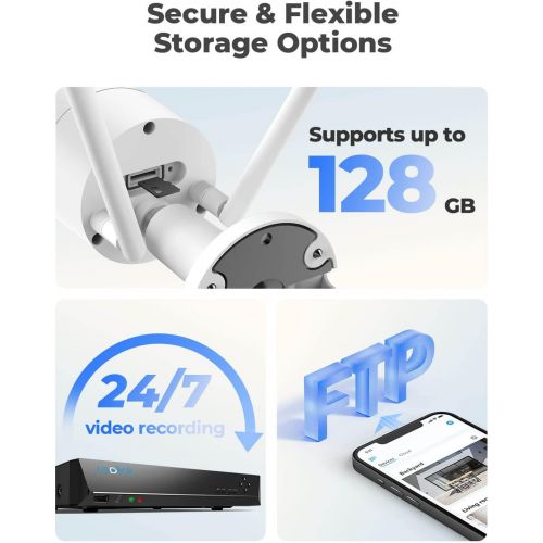  [아마존베스트]Security Camera Outdoor, Reolink 4MP HD Plug-in WiFi Wireless Security Camera for Indoor Outdoor, 2.4/5Ghz WiFi, Night Vision, IP66 Waterproof, Motion Detection, Work with Google A