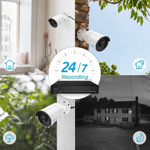  REOLINK Reolink 16CH 5MP PoE Security Camera System, 8 Weatherproof 5-Megapixel PoE Surveillance IP Camera, 5MP NVR with 3TB HDD 100ft Night Vision RLK16-410B8-5MP
