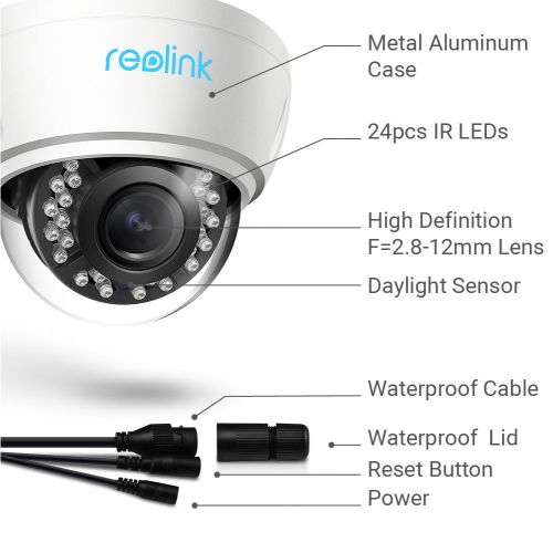  REOLINK Reolink 5MP IP POE Home Security Camera 4X Optical Zoom Vandal-Proof IK10 Dome Outdoor & Indoor IR Night Vision RLC-422