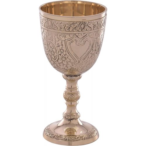  [아마존베스트]REPLICARTZ Vintage Handmade Brass Kings Royal Chalice Embossed Cup 6 inch Goblet (PACK OF 1)