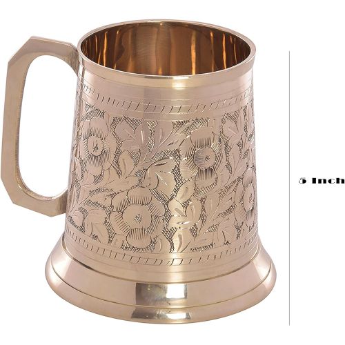  [아마존베스트]REPLICARTZ Brass German Style Beer Stein - Handcrafted Brass Antique Large Beer Stein Mug, Best Tankard Mug Gift For Beer Or Moscow Mule Lover - Capacity 500ml 16Oz