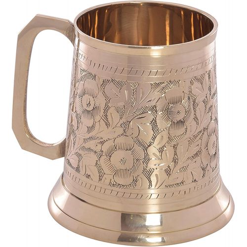  [아마존베스트]REPLICARTZ Brass German Style Beer Stein - Handcrafted Brass Antique Large Beer Stein Mug, Best Tankard Mug Gift For Beer Or Moscow Mule Lover - Capacity 500ml 16Oz