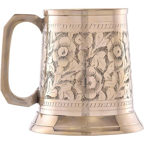  [아마존베스트]REPLICARTZ Brass German Style Beer Stein - Handcrafted Brass Antique Large Beer Stein Mug, Best Tankard Mug Gift For Beer Or Moscow Mule Lover - Capacity 500ml 16Oz