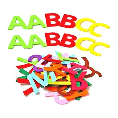  [아마존베스트]RERIVER 3.2-Inch Felt Alphabet Letters(4 Sets) 104Pcs A to Z Assorted Colors Fabric ABCs for DIY Craft KidsToys Christmas Birthday Party Decoration