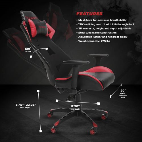  RESPAWN-200 Racing Style Gaming Chair - Ergonomic Performance Mesh Back Chair, Office or Gaming Chair (RSP-200-GRN)