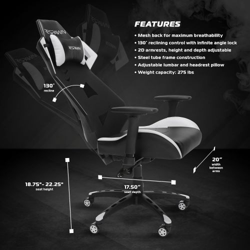  RESPAWN-200 Racing Style Gaming Chair - Ergonomic Performance Mesh Back Chair, Office or Gaming Chair (RSP-200-GRN)