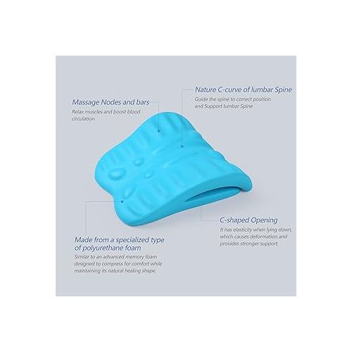 RESTCLOUD Back Stretcher for Back Pain Relief, Back Stretching Cushion, Chronic Lumbar Support Pillow Helps with Spinal Stenosis, Herniated Disc and Sciatica Nerve Pain Relief Lumbar Stretcher