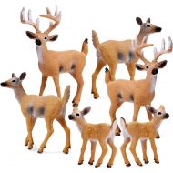 RESTCLOUD Deer Figurines Cake Toppers, Deer Toys Figure, Small Woodland Animals Set of 6