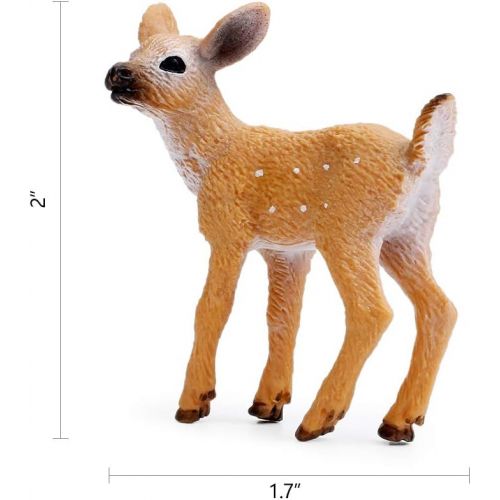  RESTCLOUD Deer Figurines Cake Toppers, Deer Toys Figure, Small Woodland Animals Set of 6