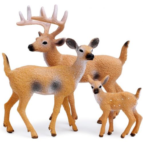  RESTCLOUD Deer Figurines Cake Toppers, Deer Toys Figure, Small Woodland Animals Set of 6