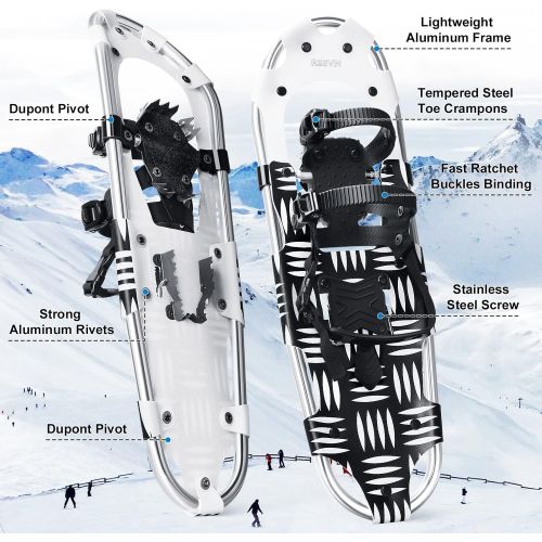  [아마존베스트]RESVIN Snow Shoes, Lightweight Aluminum Snowshoes for Men and Women, Adjustable Bindings Snowshoes with Carry Bag, 21/25/30