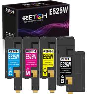 RETCH Compatible Toner Cartridges E525w Replacement for Dell E525w E525 525w 525 for E525w Wireless Color Printer for 593 BBJX 593 BBJU 593 BBJV 593 BBJW (Black, Cyan, Magenta, Yel