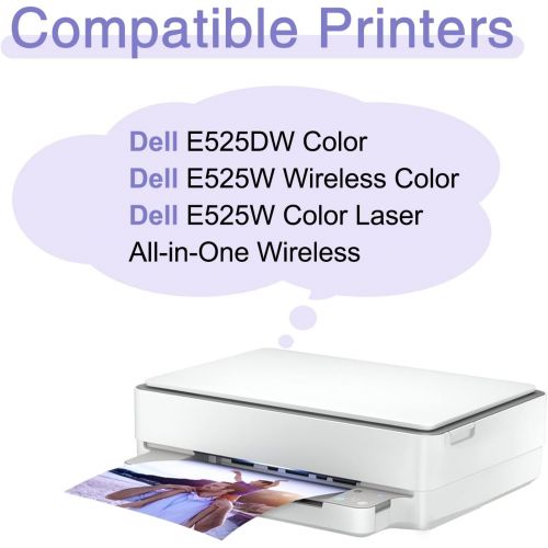  RETCH Compatible Toner Cartridges E525w Replacement for Dell E525w E525 525w 525 for E525w Wireless Color Printer for 593 BBJX 593 BBJU 593 BBJV 593 BBJW (Black, Cyan, Magenta, Yel