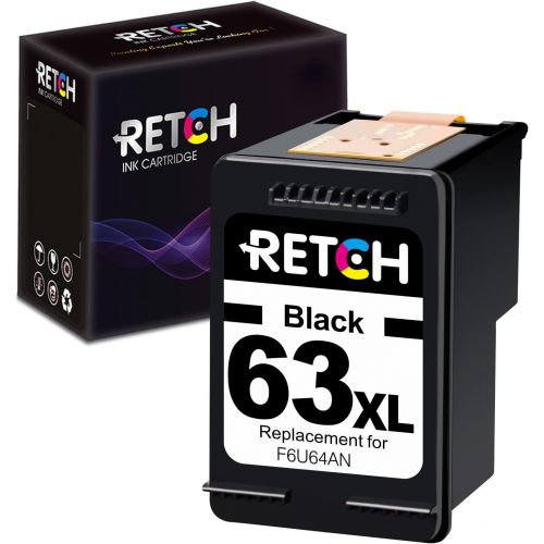  RETCH Re-Manufactured Black Ink Cartridge Replacement for HP 63XL for Envy 4516 4520 Officejet 3830 3831 3833 4650 4655 5220 5255 5258 DeskJet 1112 2130 2132 3630 3632 3633 3634 in