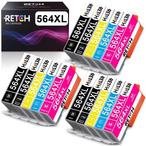  RETCH 564 Compatible Ink Cartridge Replacement for HP 564XL 564 XL for DeskJet 3520 3522 Officejet 4620 Photosmart 5520 6510 6515 6520 BB550 B109n Photosmart Plus AIO B209a Tray in