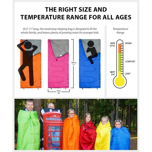  REVALCAMP Sleeping Bag Indoor & Outdoor Use. Great for Kids, Boys, Girls, Teens & Adults. Ultralight and Compact Bags are Perfect for Hiking, Backpacking & Camping