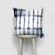 /REWHomeware Shibori Blue Cushion Hand Dyed Fishbone, Indigo, 100% Cotton