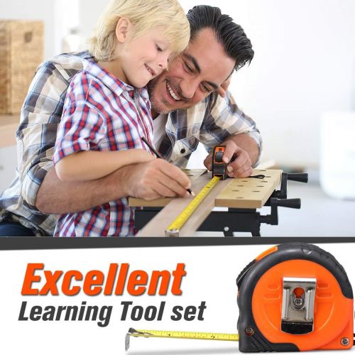  [아마존핫딜][아마존 핫딜] REXBETI 15pcs Young Builders Tool Set with Real Hand Tools, Reinforced Kids Tool Belt, Waist 20-32, Kids Learning Tool Kit for Home DIY and Woodworking
