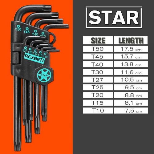  [아마존 핫딜] REXBETI Hex Key Allen Wrench Set, SAE Metric Star Long Arm Ball End Hex Key Set Tools, Industrial Grade Allen Wrench Set, Bonus Free Strength Helping T-Handle, S2 Steel