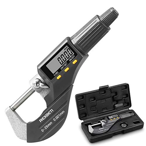  Digital Micrometer, Professional Inch/Metric Thickness Measuring Tools 0.00005/0.001 mm Resolution Thickness Gauge, Protective Case with Extra Battery