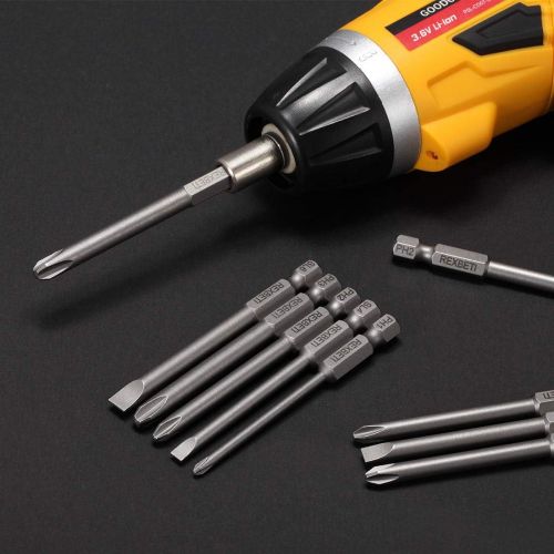  REXBETI Slotted Phillips Screwdriver Bit Set, 1/4 Inch Hex Shank S2 Steel Magnetic 3 Inch Long Drill Bits, 12 Piece