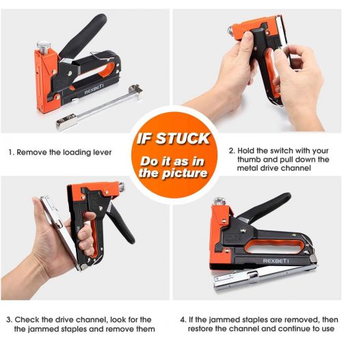  [아마존베스트]REXBETI Staple Gun, Heavy Duty 3 in 1 Staple Gun with 2600-Piece Staples for Upholstery, Fixing Material, Decoration, Carpentry, Furniture (Staple Gun)