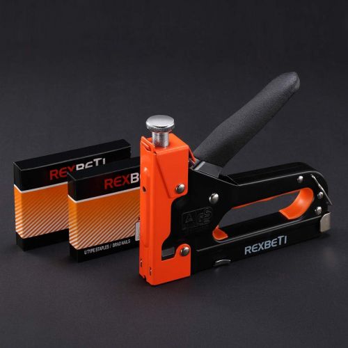  [아마존베스트]REXBETI Staple Gun, Heavy Duty 3 in 1 Staple Gun with 2600-Piece Staples for Upholstery, Fixing Material, Decoration, Carpentry, Furniture (Staple Gun)