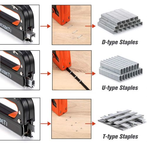  [아마존베스트]REXBETI Staple Gun, Heavy Duty 3 in 1 Staple Gun with 2600-Piece Staples for Upholstery, Fixing Material, Decoration, Carpentry, Furniture (Staple Gun)