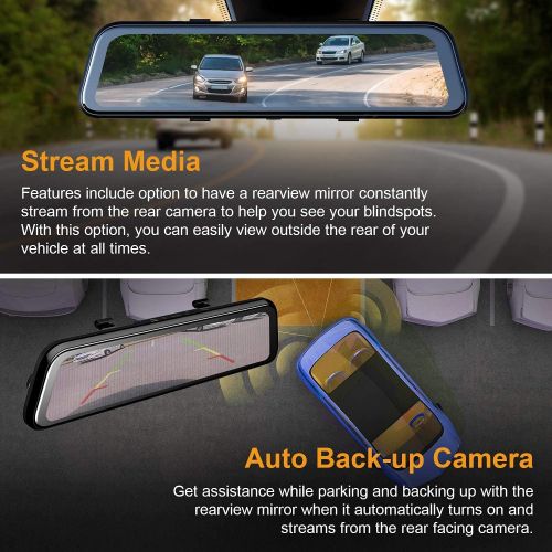  [아마존베스트]REXING M2 Smart BSD ADAS Dual Mirror Dash CAM 12” IPS Touch Screen, 1080p (Front+Rear),GPS,Stream Media, Parking Monitor, Night Vision,Blind SPOT Detection, Backup Camera for CAR,