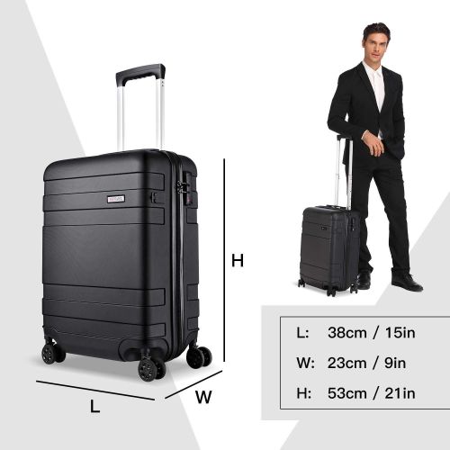  REYLEO Hardside Luggage 21 Inch Carry On Luggage 4-level Handle Travel Suitcase with Two USB Charging Port 8 Silent Spinner Wheels Built-in TSA Lock, LUG20C