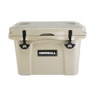 REYLEO Snowball Rotomolded Cooler with Bottle Holder and Latch Opener Insulation Ice Chest 25L(26QT), Tan