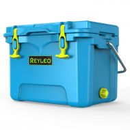 REYLEO Ice Chest | Portable Rotomolded Camping Cooler Keeps Ice Up to 5 Days | Bear-Resistant 21-Quart Cooler (Built-in Bottle Opener, Cup Holder, Fish Ruler) for Camping, BBQs, Ta
