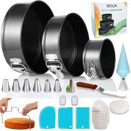 RFAQK 100PCs Cake Pan Sets for Baking + Cake Decorating Kit: 3 Non-Stick Springform Pans Set (4, 7, 9 inches), Piping Tips, Cake Leveler - Multi-functional Leak-Proof CheeseCake Pan & eBook