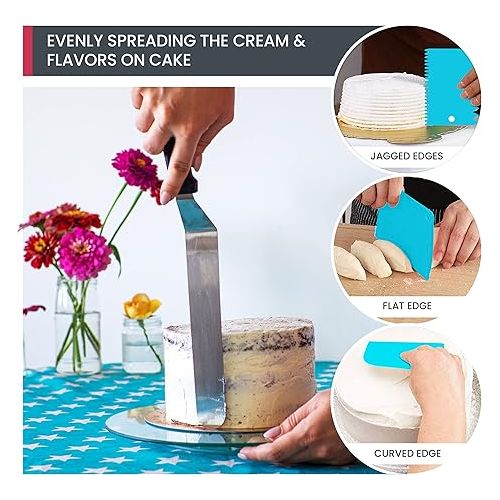  RFAQK 100PCs Icing Piping Bags and Tips Set, 12 Inch Pastry Bags with Piping Tips 48-Numbered+ Video Course + Booklet + E-book, Cake Decorating Kit for Cookie Cupcake Cake Decoration