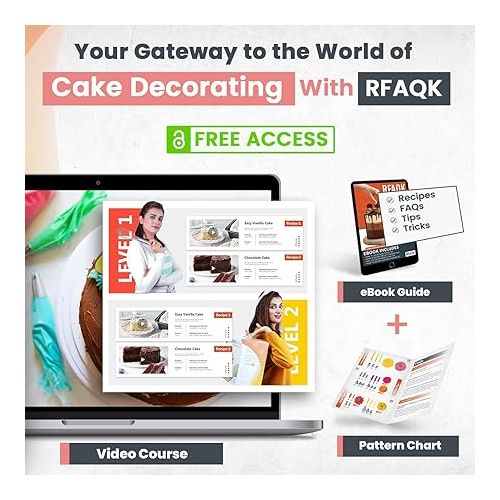  RFAQK 74 PCs Icing Piping Bags and Tips Set, Cake Decorating Kit with 48-Numbered Piping Tips, 20+1 Pastry Bags for Cookie Cupcake Cake Decoration, Cake Decorating Tips Set with Booklet and E-book