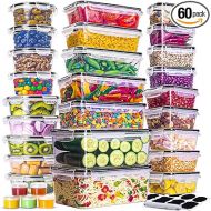 RFAQK Food Storage Containers with Lids Airtight-30 Large Food Containers with 30 Lids-75 OZ to 1.2 OZ-Clear Plastic Meal Prep Box-Microwave and Dishwasher Safe with Labels and Marker (60 Pcs)