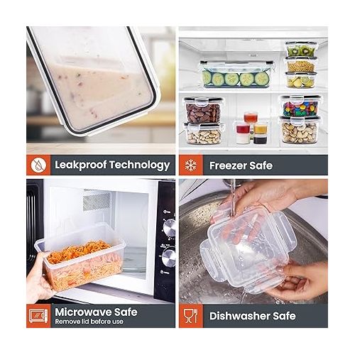  RFAQK Food Storage Containers with Lids Airtight-30 Large Food Containers with 30 Lids-75 OZ to 1.2 OZ-Clear Plastic Meal Prep Box-Microwave and Dishwasher Safe with Labels and Marker (60 Pcs)