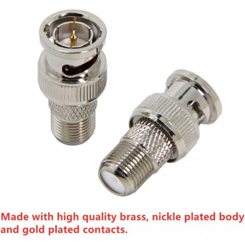  F to BNC Connector, 2-Pack RFAdapter BNC Male Plug to F Female Jack Coax Adapter 75 Ohm, RG6, RG59 Connector for Scanner, Camera