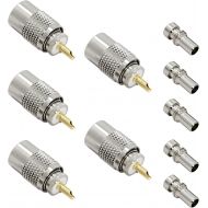 PL 259 Connectors, 5-Pack PL-259 UHF Male Solder Connector Plug with Reducer, Teflon Material RFAdapter 50ohm for RG59, RG8, RG8x, LMR-400, RG-213 Coaxial Cable Compatiable with Ha