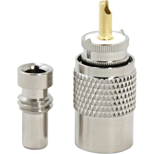  PL 259 Connectors, 5-Pack PL-259 UHF Male Solder Connector Plug with Reducer, Teflon Material RFAdapter 50ohm for RG59, RG8, RG8x, LMR-400, RG-213 Coaxial Cable Compatiable with Ha