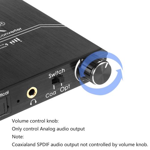  RGBTEK Optical/Coaxial Switch to Optical/Coaxial /3.5mm audio RCA R/L port,Digital to Analog Audio Converter,Support volume control,Compatible for Blu-ray Player, Satellite receiver,PS5/4