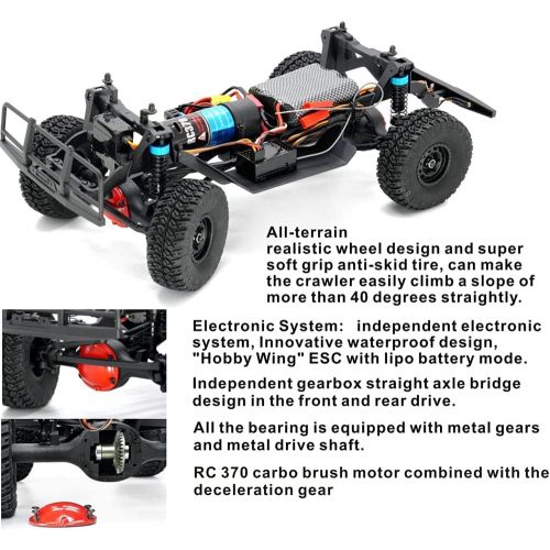  RGT 1:16 RC Crawler 4wd Off Road RC Car Metal Gear Truck Rock Hobby RTR 4x4 Waterproof RC Toy (Gray)