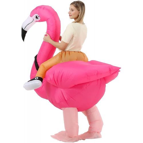  할로윈 용품RHYTHMARTS Inflatable Flamingo Costume Ride On Flamingo Christmas Costume Cosplay Party for Adult (Flamingo with 1 Fan)