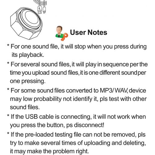  [아마존베스트]RIBOSY USB Sound Button - Make Your Own Button by Uploading Audio Files - Support 100+ Recordings - Top Recordable Quality Playback (USB Cable+Battery Included)【2021 Upgraded Versi
