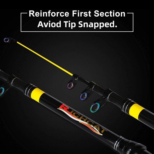  RICHCAT Travel Fishing Rod, Telescopic Surf Fishing Pole 8.7ft Spinning Rod Fast Action MH Power for Inshore Saltwater Freshwater Bank Fishing