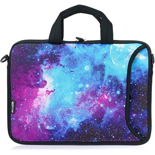  [아마존베스트]RICHEN 14 15 15.4 15.6 inch Laptop Shoulder Bag Messenger Bag Case Notebook Handle Sleeve Neoprene Soft Carring Tablet Travel Case with Accessories Pocket (14-15.6 inch, Galaxy)