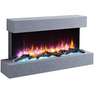 RICHEN Ignis Electric Fireplace Electric Wall Fireplace with Heater, LED Lighting, 3D Flame Effect & Remote Control Electric Fireplace Grey